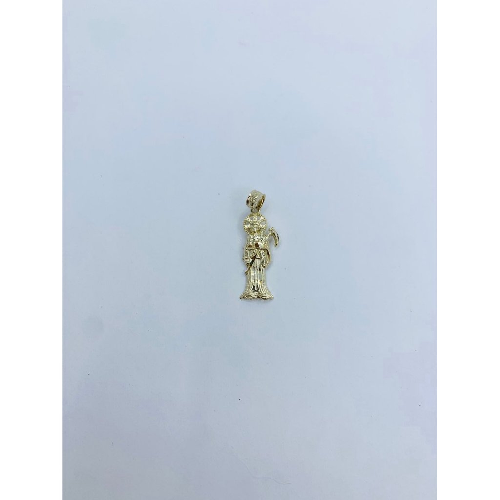 10k Solid Gold Tiny Santa Muerte Pendant